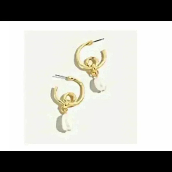 J crew loopy hoop pearl drop earrings - Picture 2 of 2